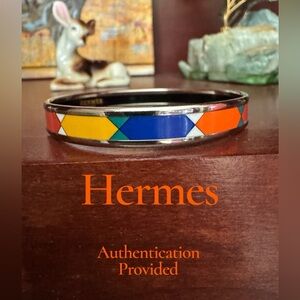 Authentic Hermès Paris Multicolor Enamel Bangle Bracelet PM Made in France